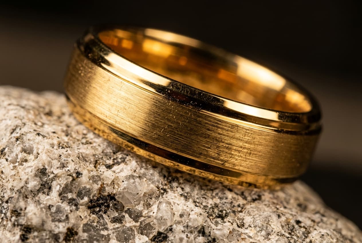 Nahaufnahme eines 18K vergoldeten Edelstahlrings