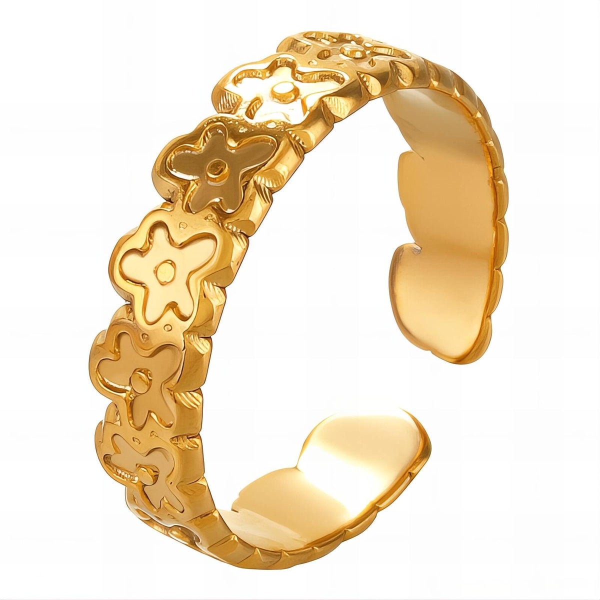 Ring "Blumen", 18K vergoldeter Edelstahl (Nr. 88516)
